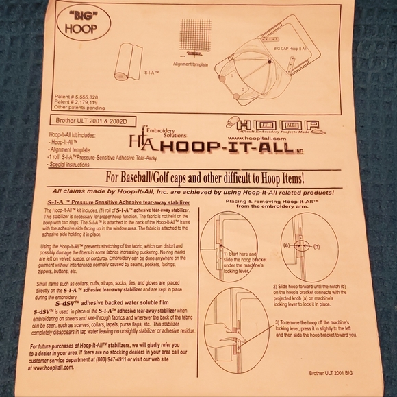 "Embroidery Solutions"  Hoop-It-All Big Hat Hoop - Picture 1 of 5